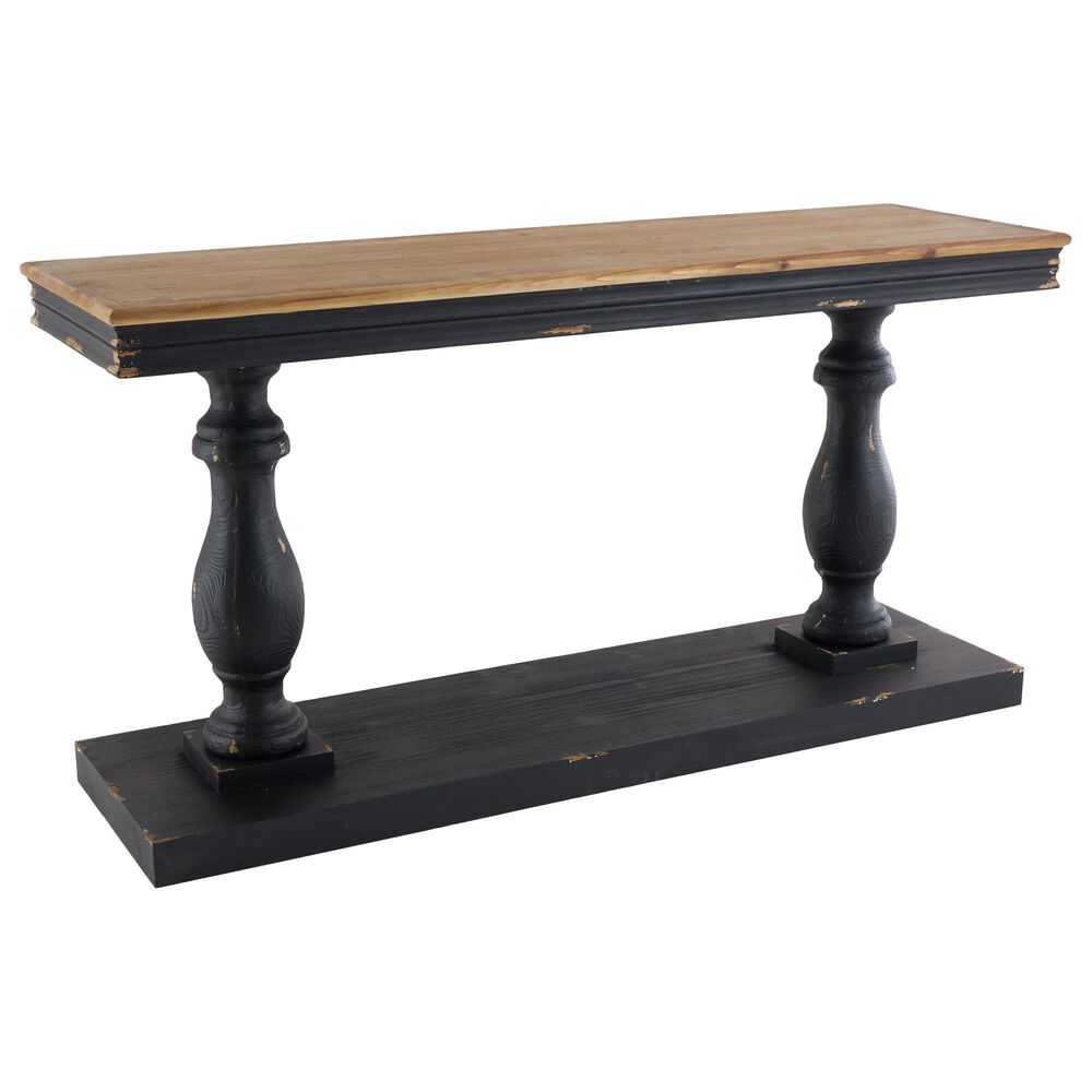 Maple and Jade Console Table in Distressed Black and Brown, , large
