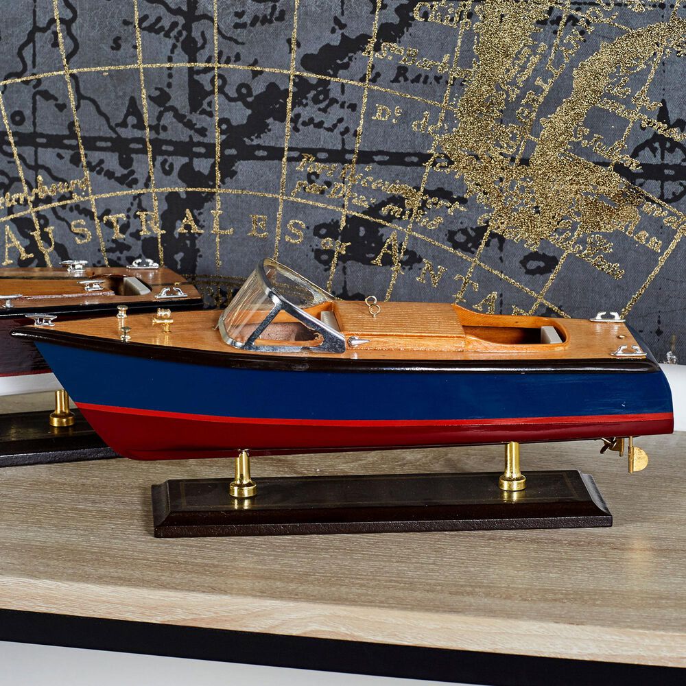 Maple and Jade 5" x 13" Yacht Sculpture in Multi, , large