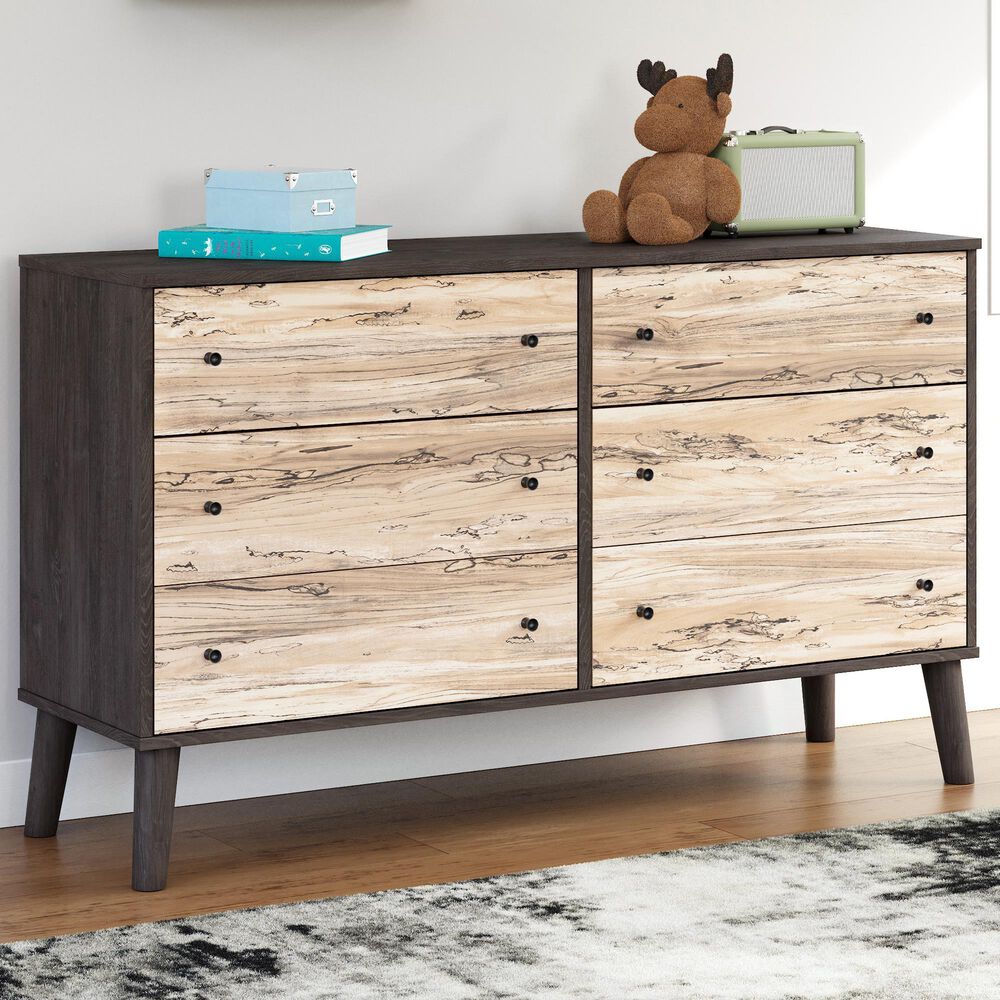 Ashley Piperton 6-Drawer Dresser in Brown and Dark Charcoal, , large