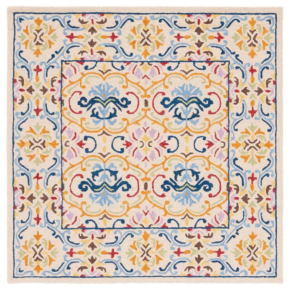 Safavieh Micro-Loop 5" Square Beige and Blue Area Rug, , large