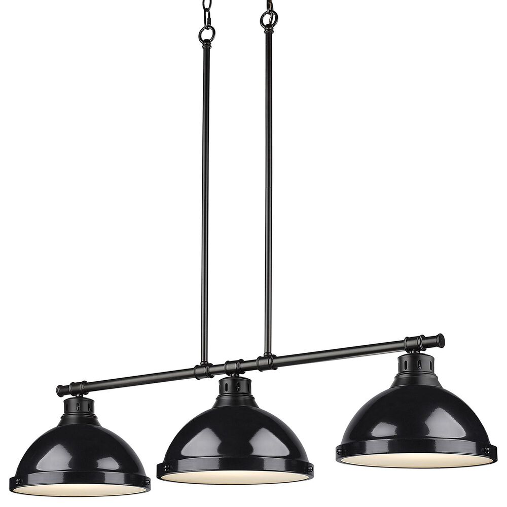 Golden Lighting Duncan 3-Light Pendant with Black Shade in Matte Black, , large