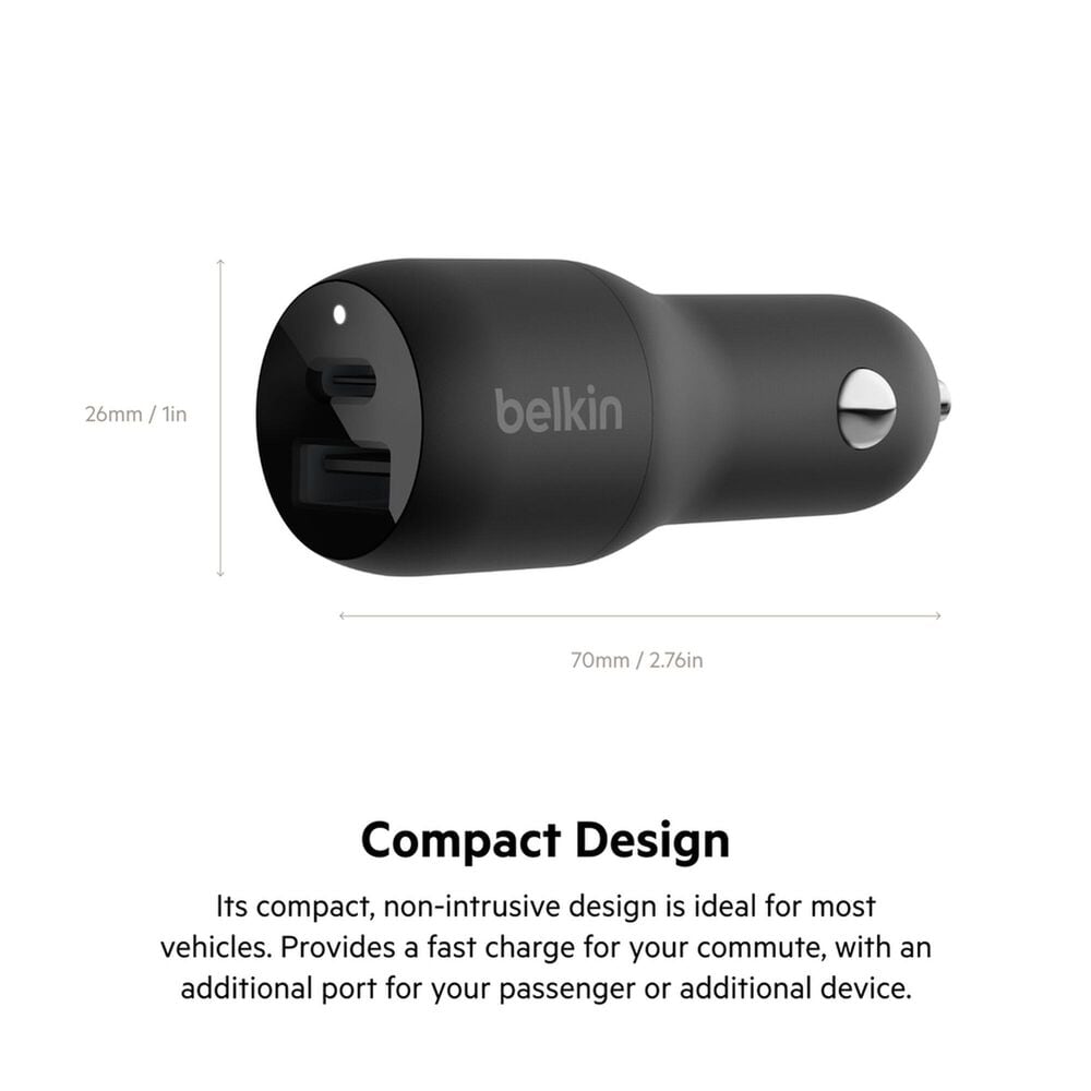Belkin BoostCharge 37W Dual Car Charger with PPS in Black, , large