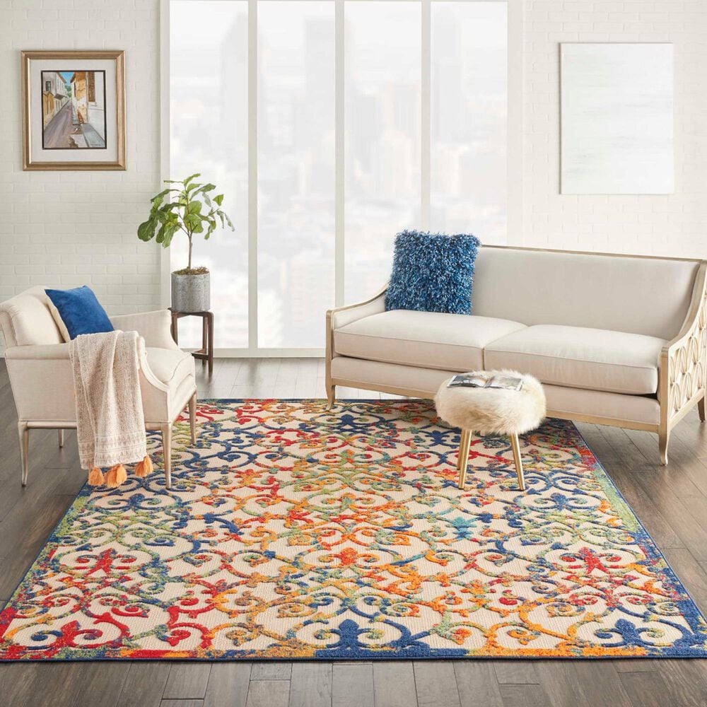 Nourison Aloha Damask 10&#39; x 14&#39; Multicolor Indoor/Outdoor Area Rug, , large