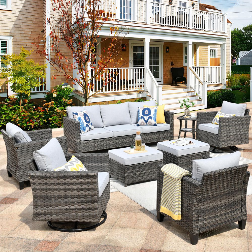 HOMLUX 8-Piece Outdoor Patio Furniture in Grey, , large