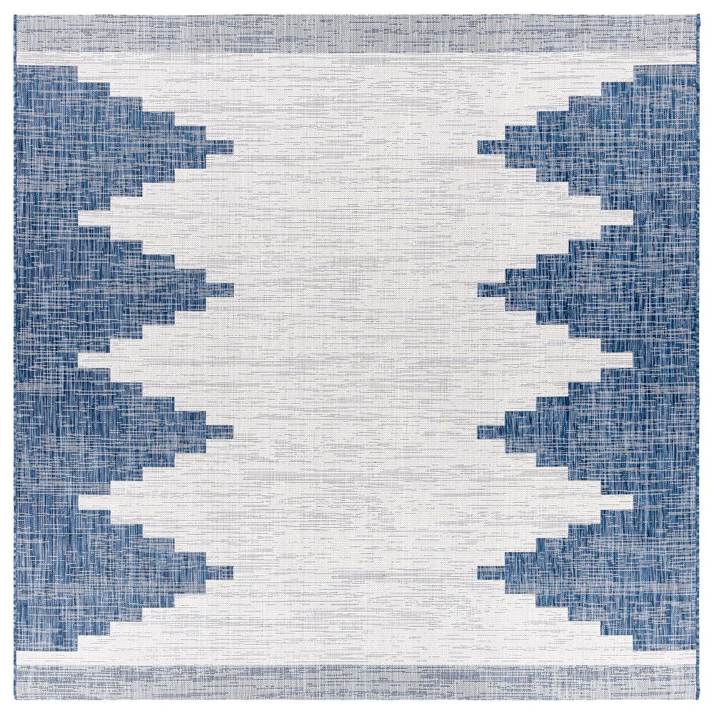 Surya Eagean EAG-2355 Dark Blue, Off-White, Navy and Pale Blue 6"7" Square Indoor/Outdoor Area Rug, , large