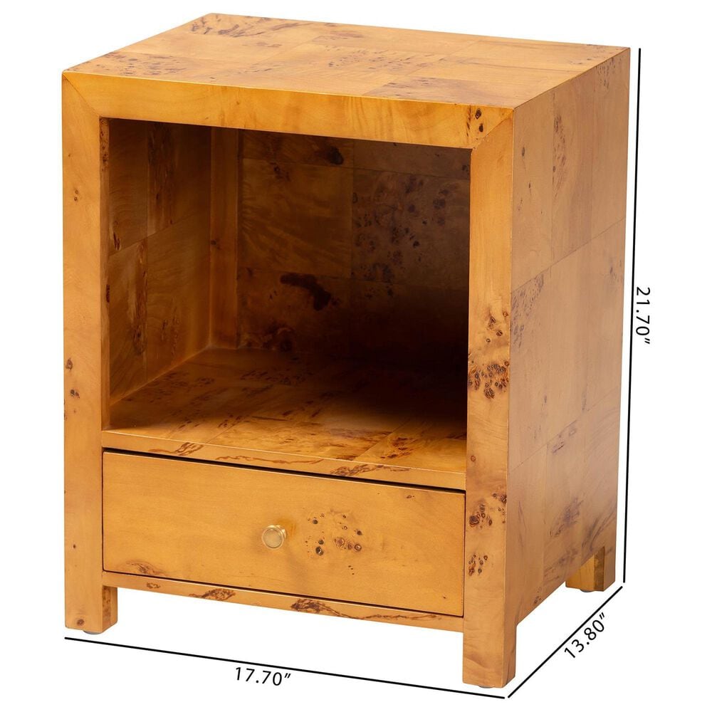 Baxton Studio Camira 1-Drawer Nightstand in Light Mappa Burl, , large