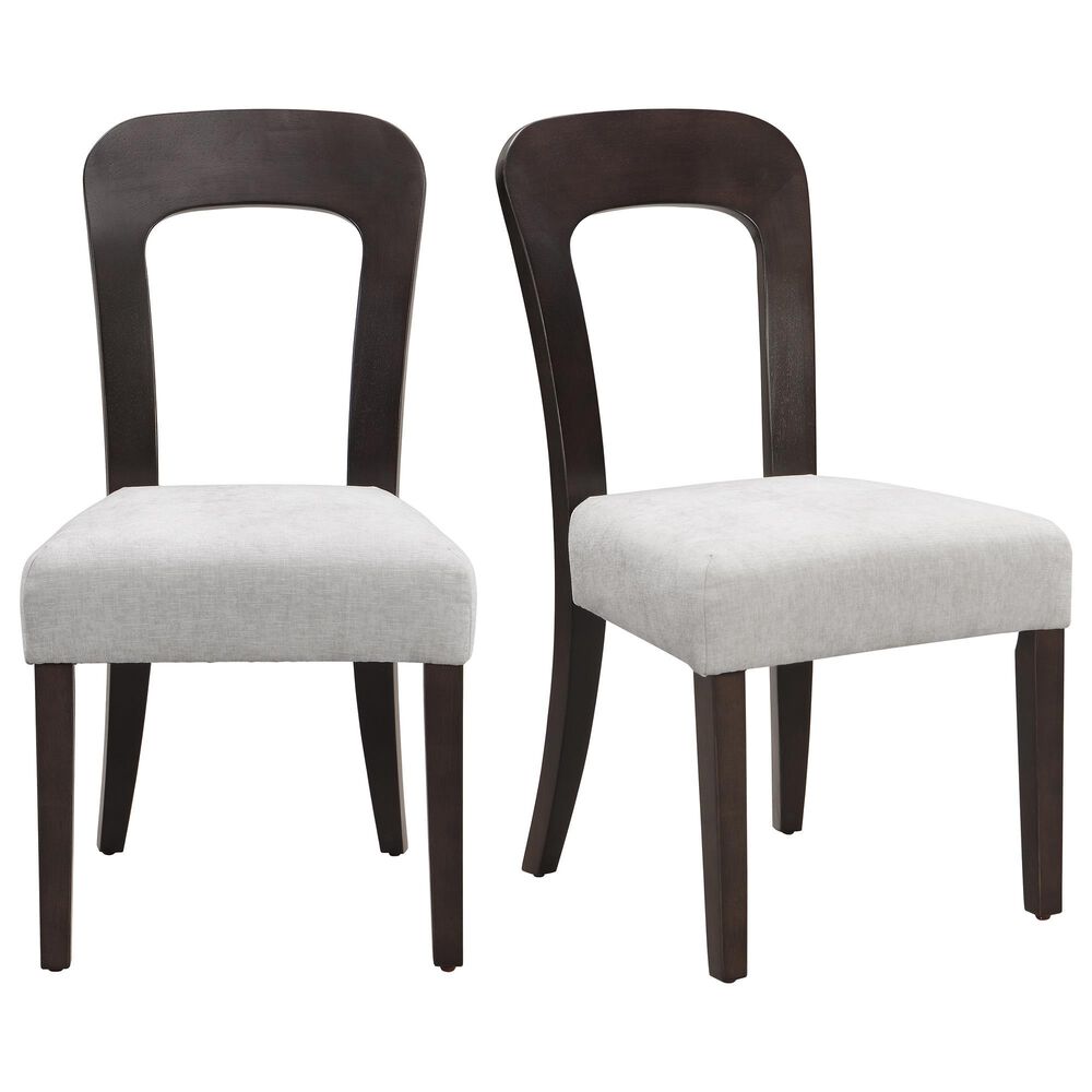 Hearth and Haven Upholstered Side Chair with Gray Cushion in Dark Brown (Set of 2), , large
