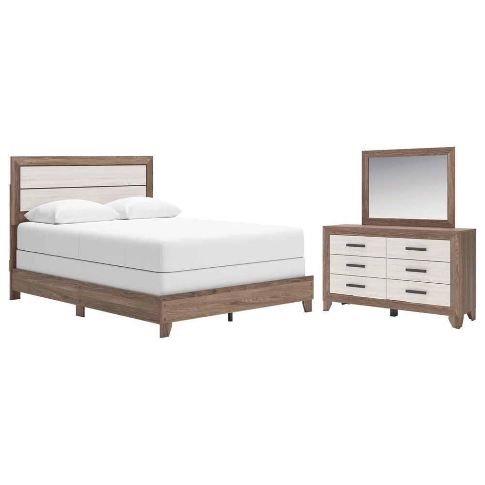 Ashley Sharnari 3-Piece Queen Bedroom Set in Warm Gray, Brown and Antique White Laminate, , large