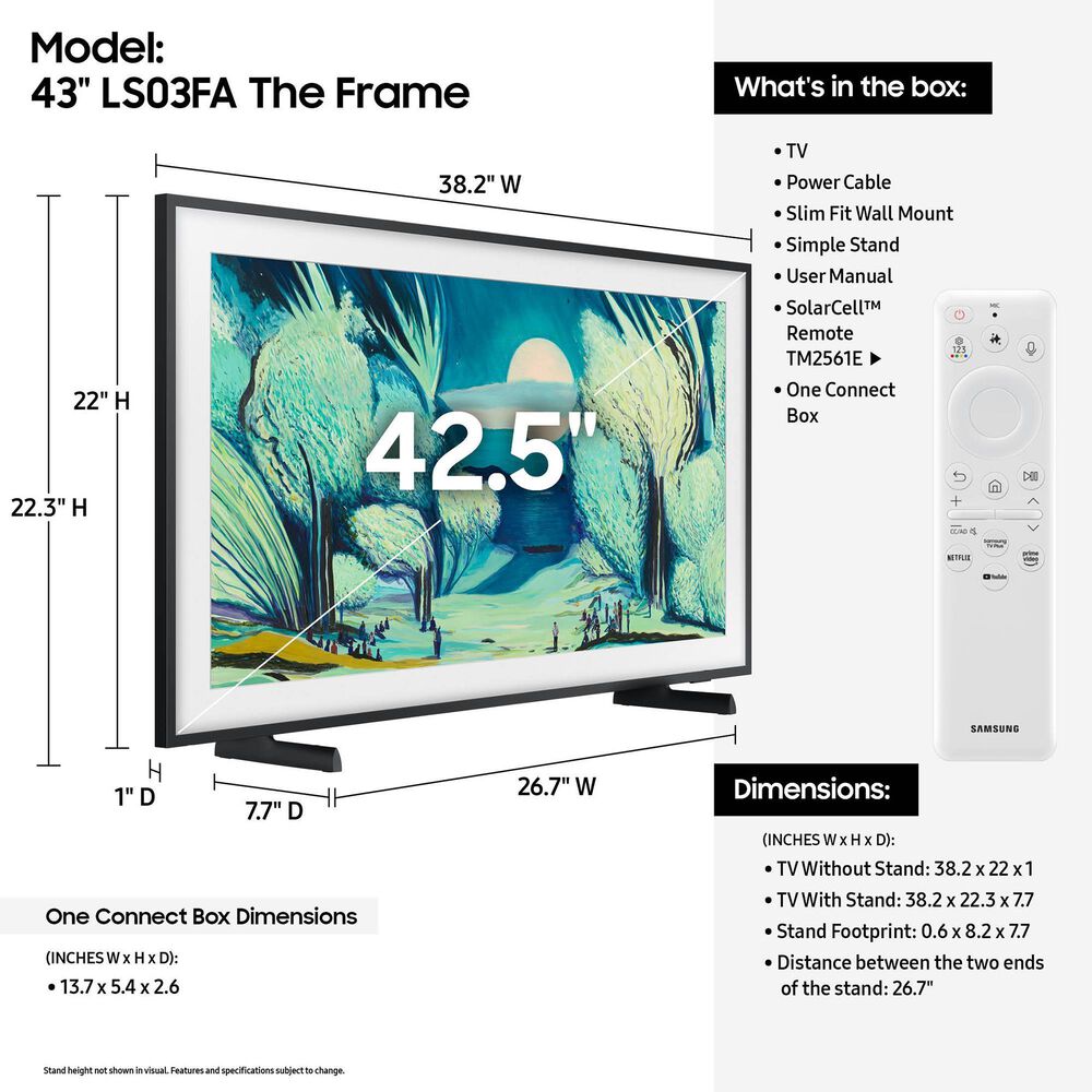 Samsung 43&quot; Class LS03F The Frame QLED 4K in Black - Smart TV, , large