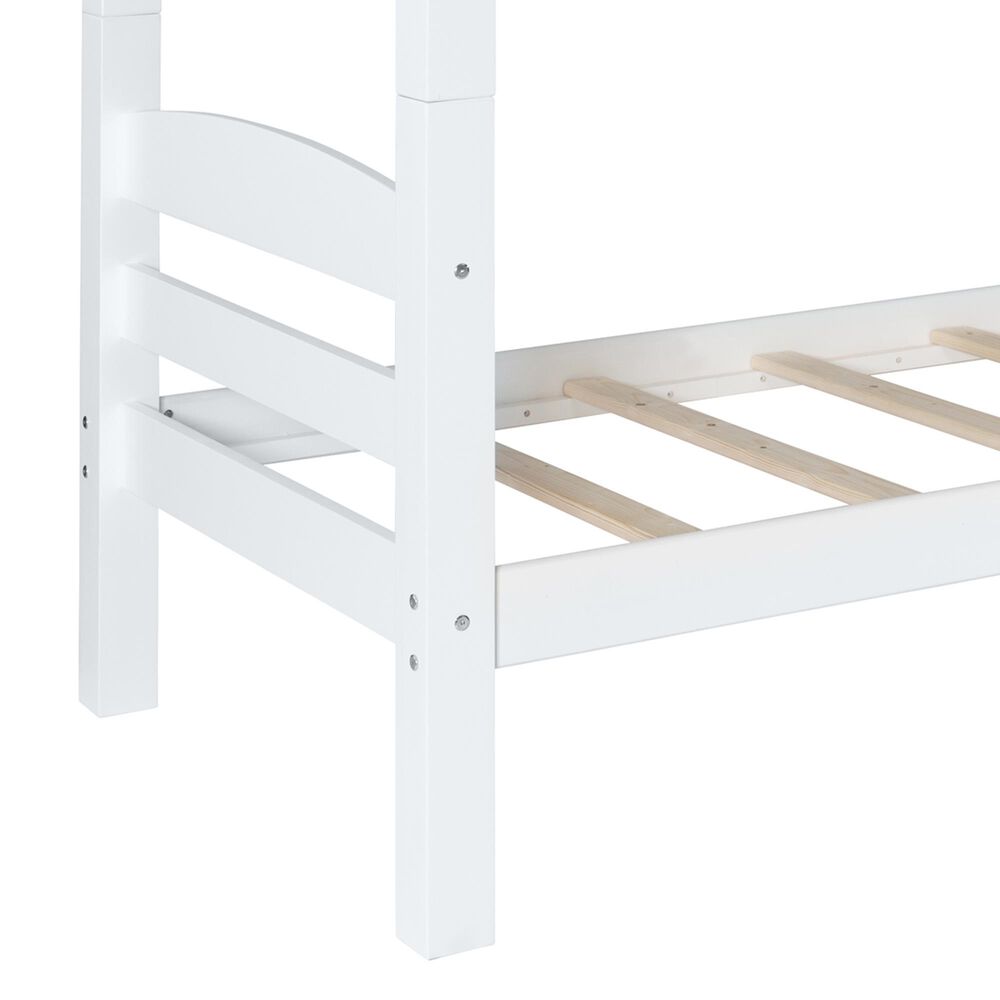 Linon Home Decor Levi Twin Over Twin Bunk Bed in White, , large