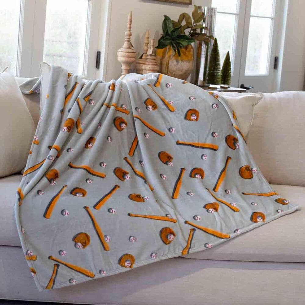 The Royal Standard 50" x 60" Baseball Throw in Gray and Brown, , large