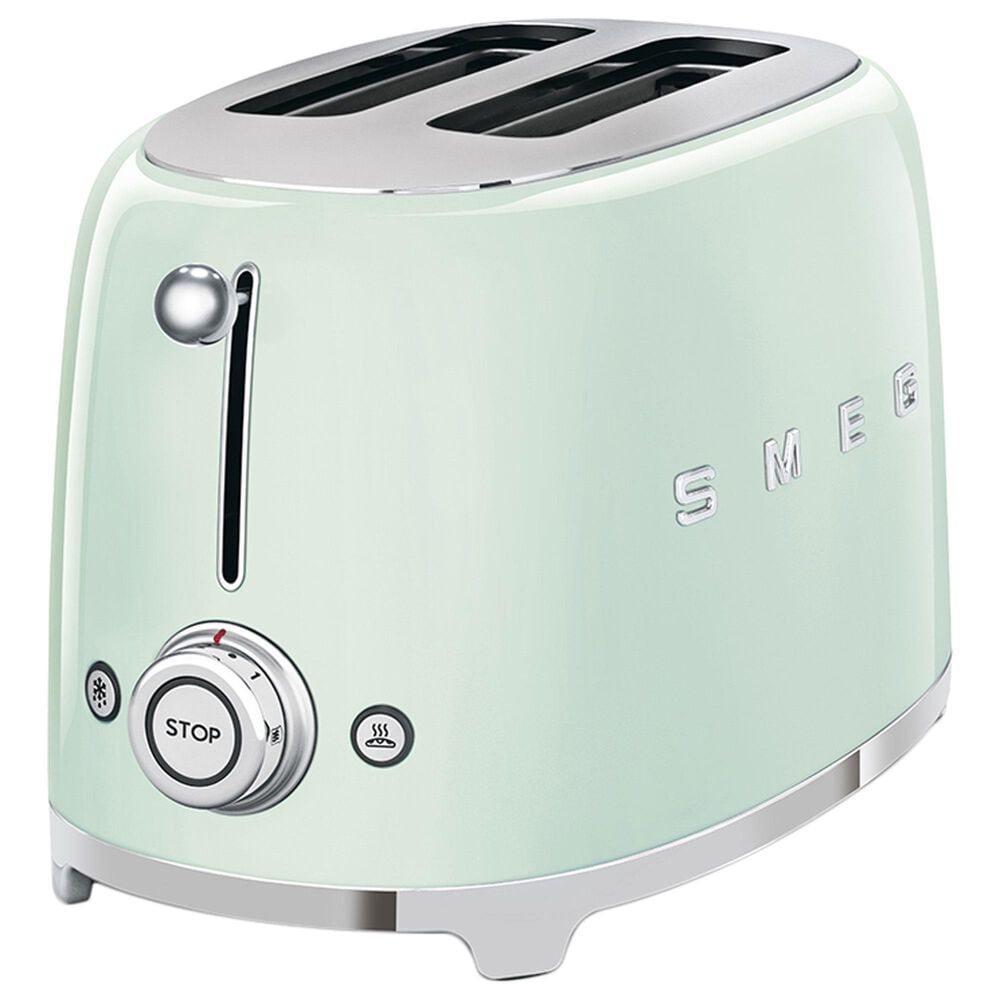 Smeg 2-Slice Retro Style Toaster in Pastel Green and Stainless Steel, , large