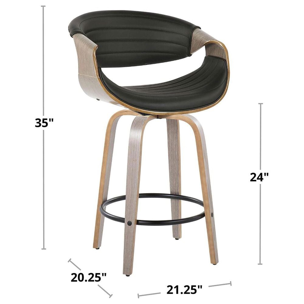 LumiSource Symphony 26" Swivel Counter Stool with Grey Upholstery in Walnut and Black (Set of 2), , large