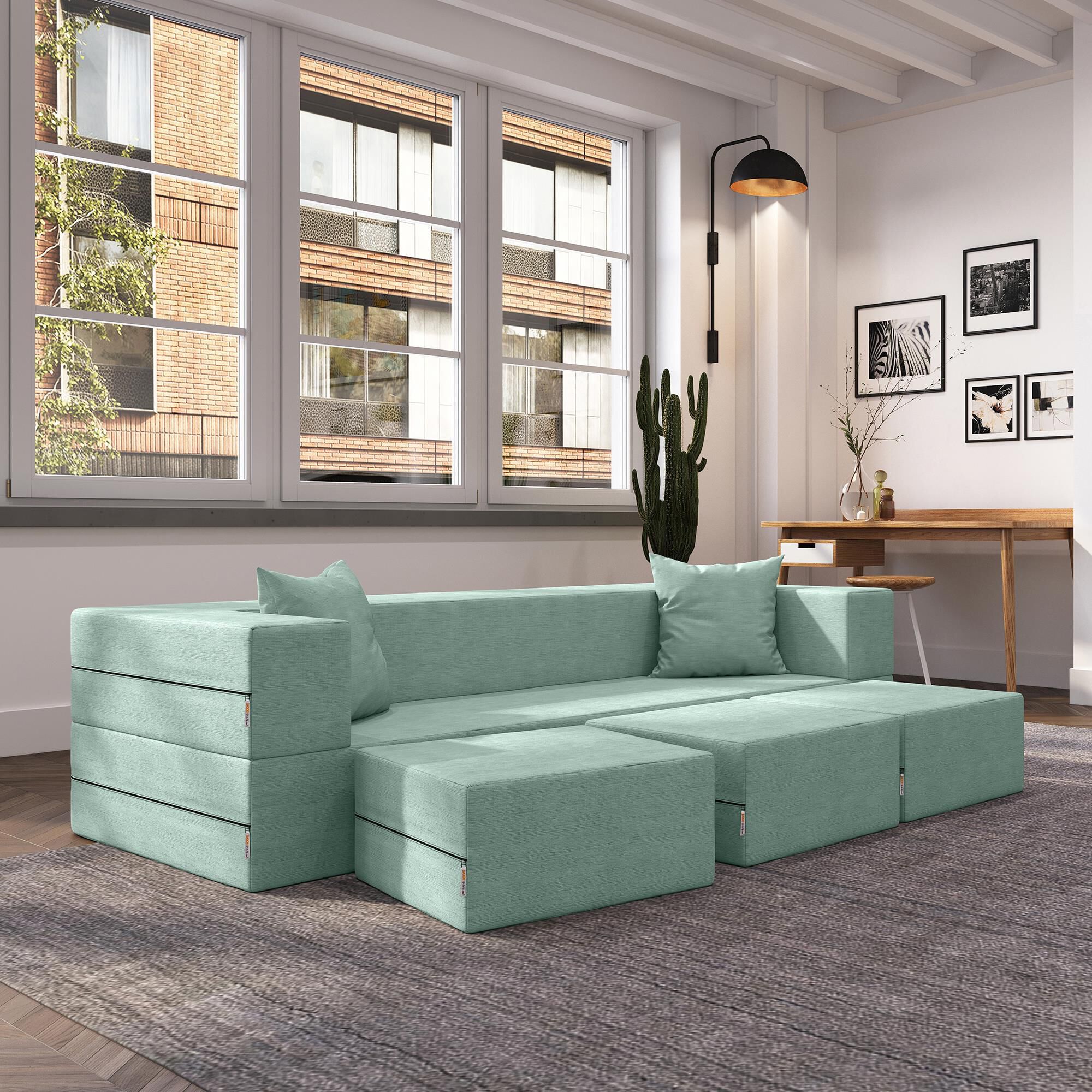 Jaxx Zipline 3-Piece Stationary Convertible Sleeper Sofa in