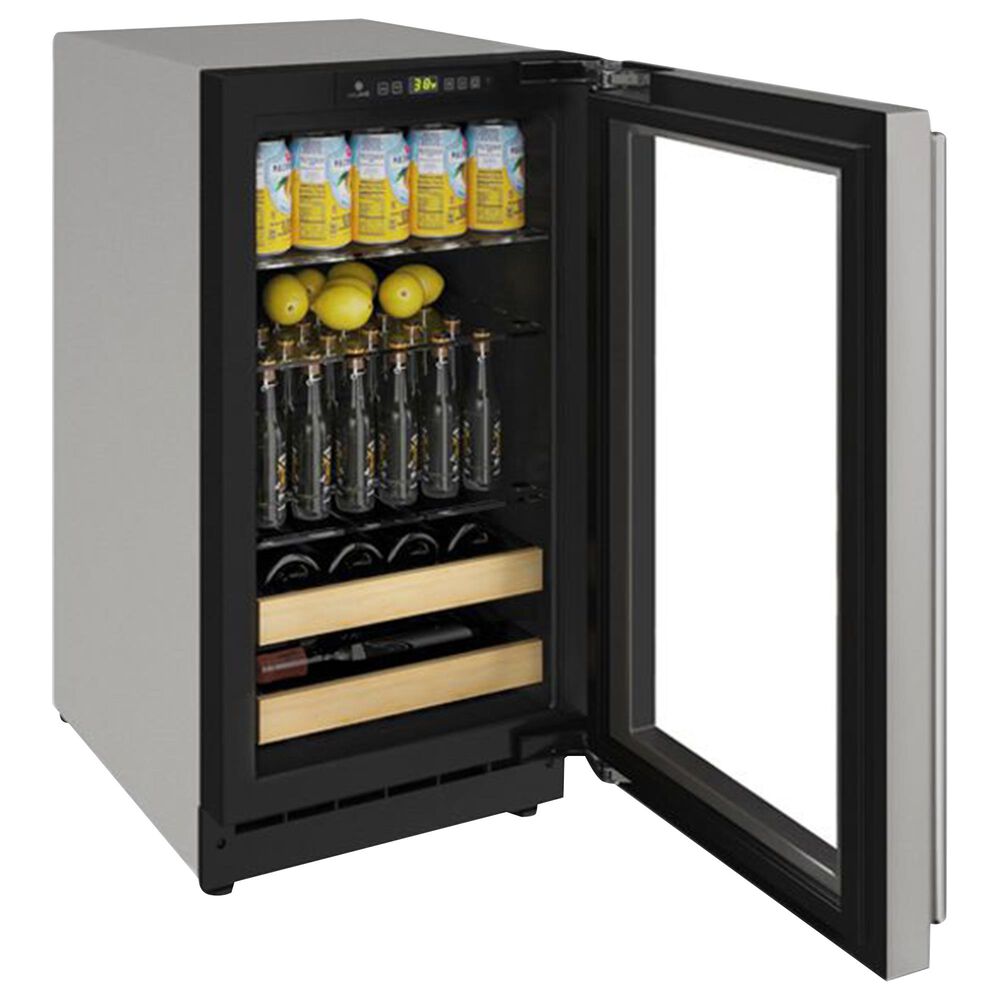U-Line 18&quot; Glass Door Beverage Center in Stainless Steel, , large