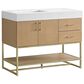 37B Mauri 42" Single Bathroom Vanity with Metal Base in Warm Oak with High-Profile 4" White Composite Stone Top, , large