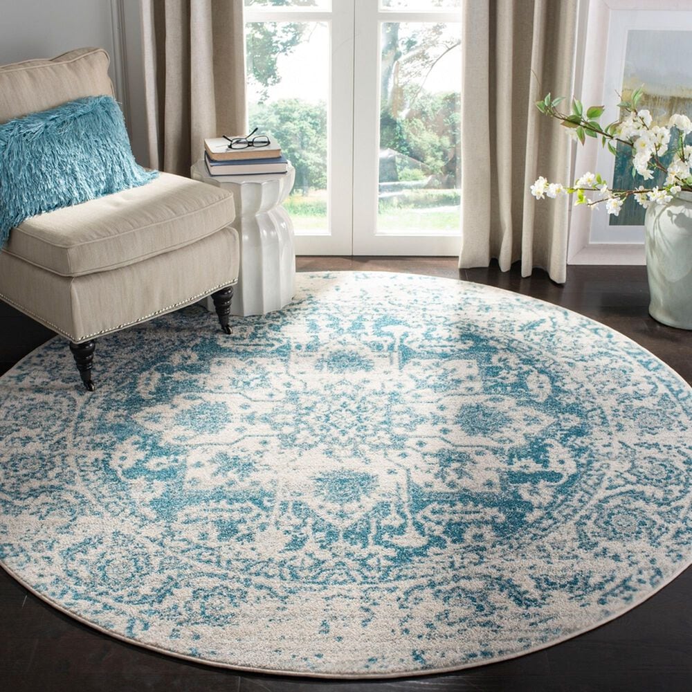 Safavieh Madison MAD603J 5&#39; Round Teal and Ivory Area Rug, , large