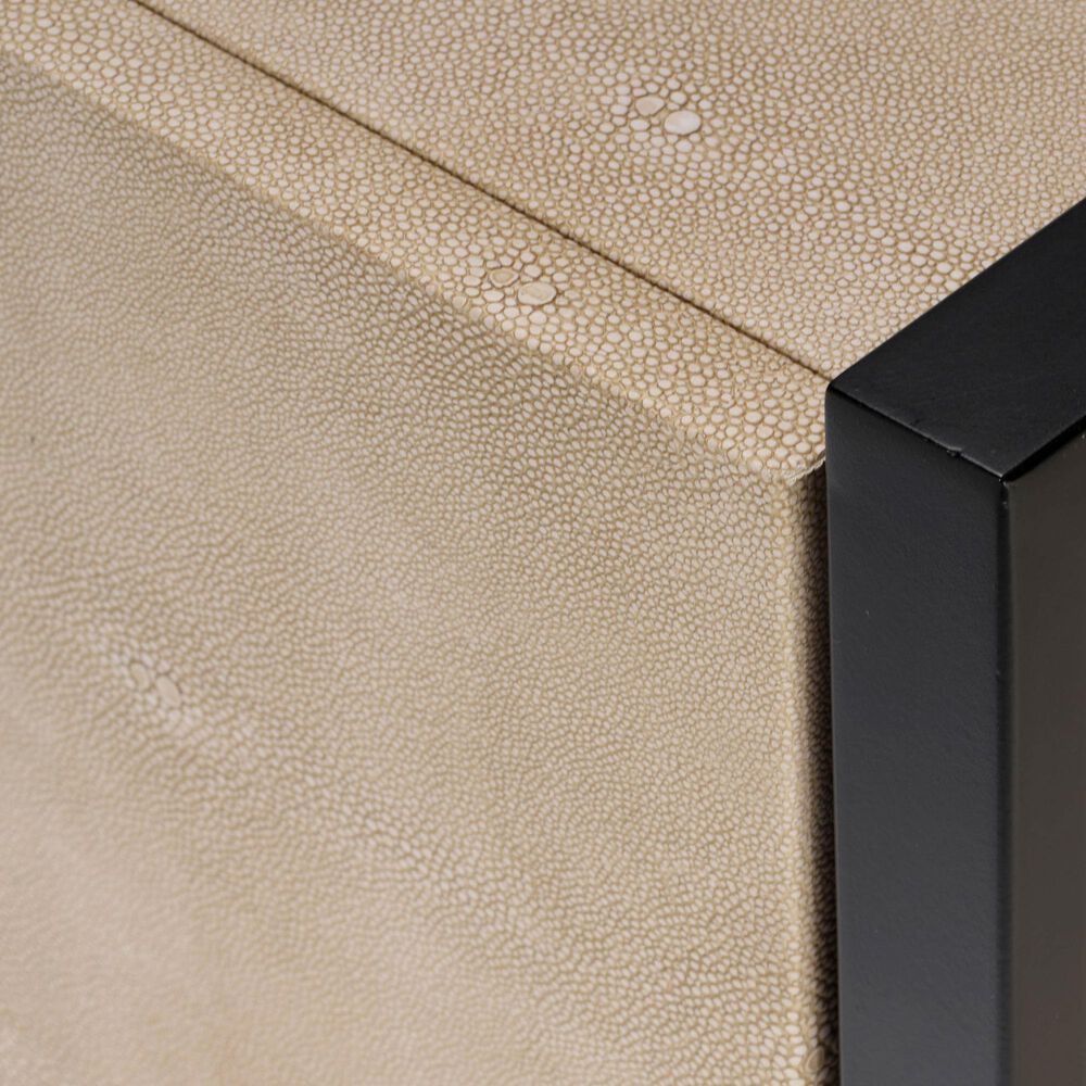 Splendor Living Hamilton Faux Shagreen 1-Drawer Side Table in Taupe and Black, , large