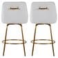 LumiSource Hannah Swivel Counter Stool with White Faux Leather Upholstery in Gold (Set of 2), , large