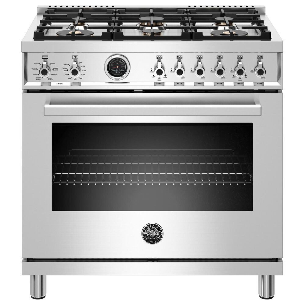 Bertazzoni Professional 36" Dual Fuel Range with Liquid Propane in Stainless Steel, , large