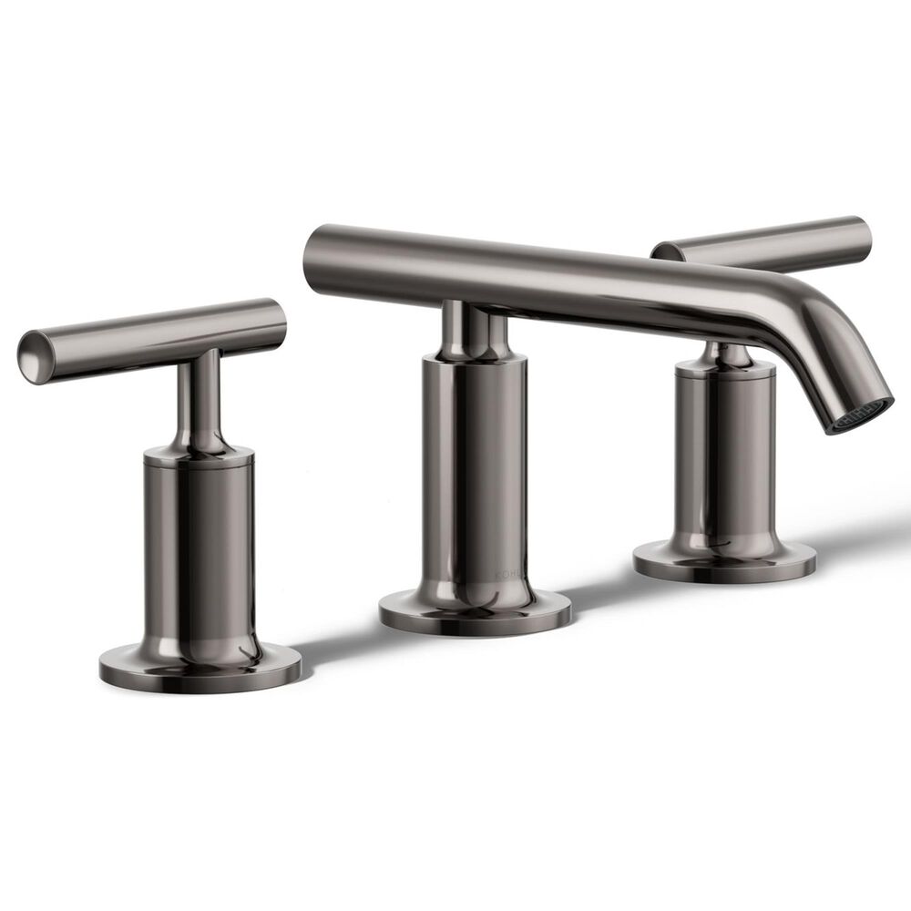 Kohler Purist Widespread Bathroom Sink Faucet with Lever Handles and Low Gooseneck Spout in Vibrant Titanium, , large
