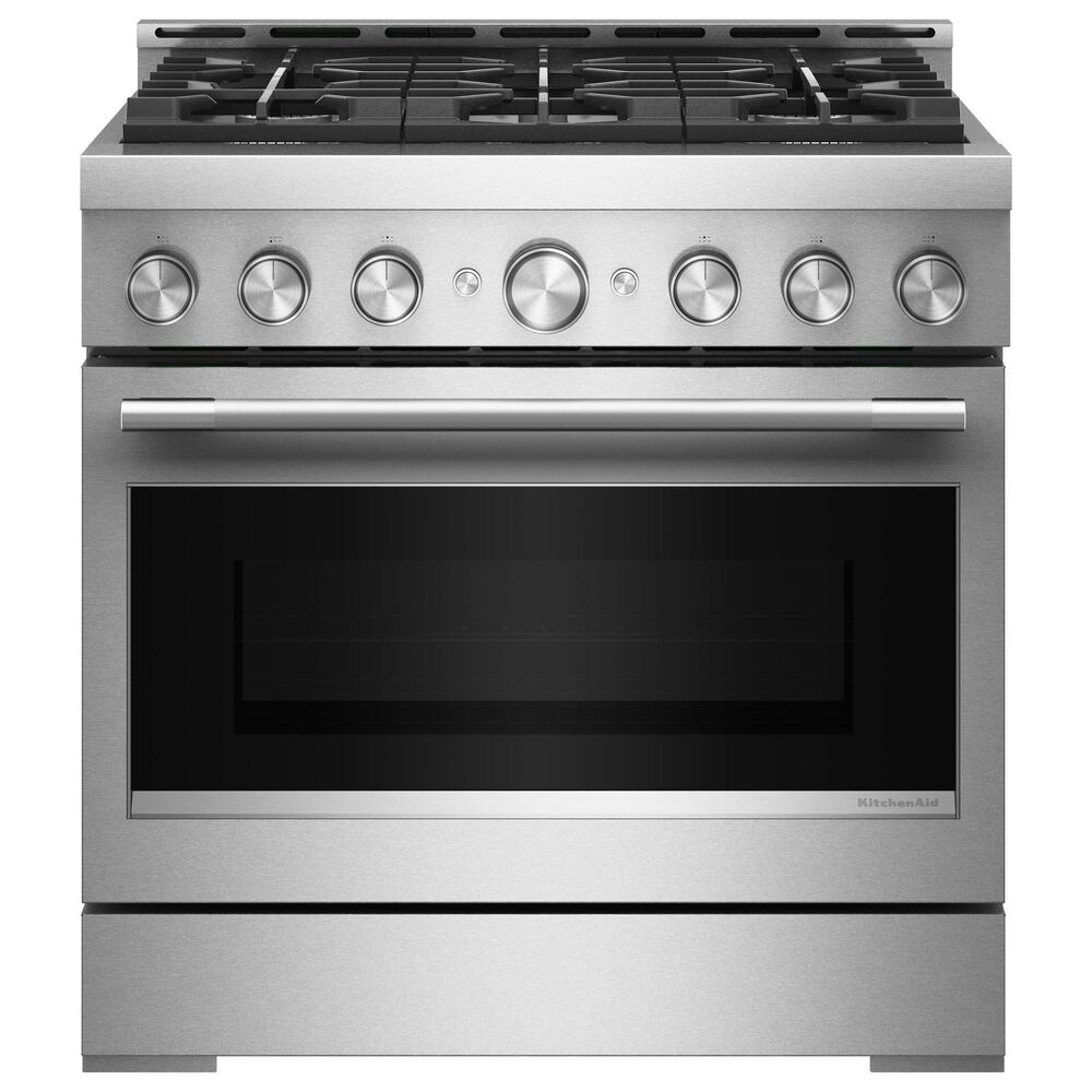 KitchenAid 36" Freestanding Gas Range with No Preheat Air Fry Mode in Stainless Steel, , large