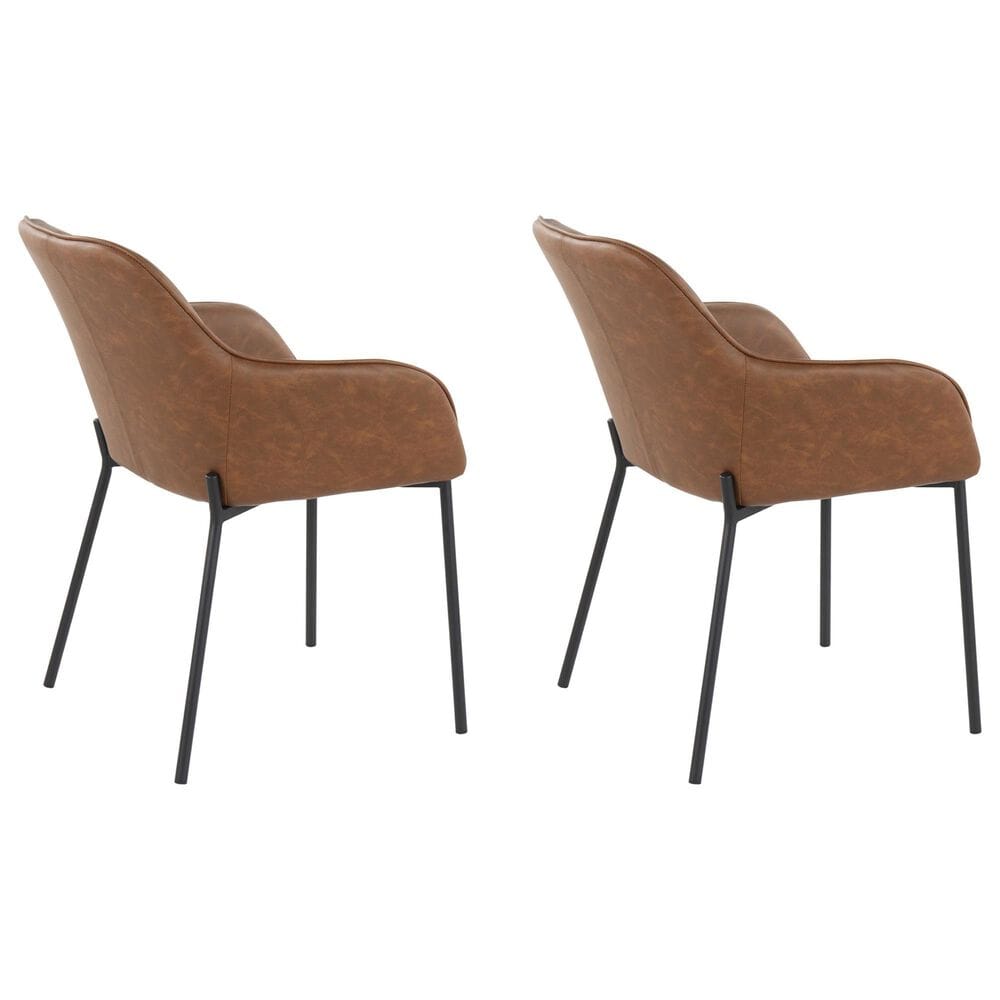 LumiSource Daniella Arm Chair with Camel Faux Leather Cushion in Black (Set of 2), , large