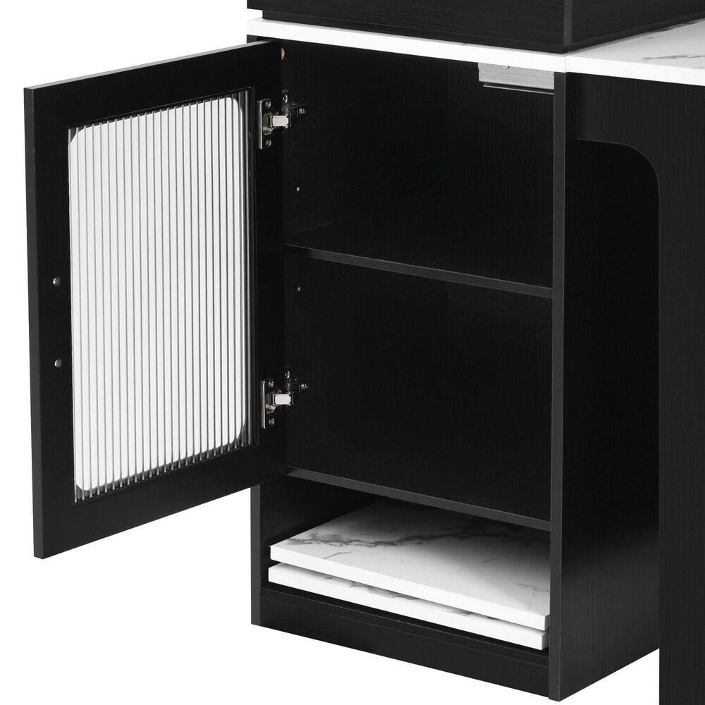 HOMLUX 60" Kitchen Island in Black, , large