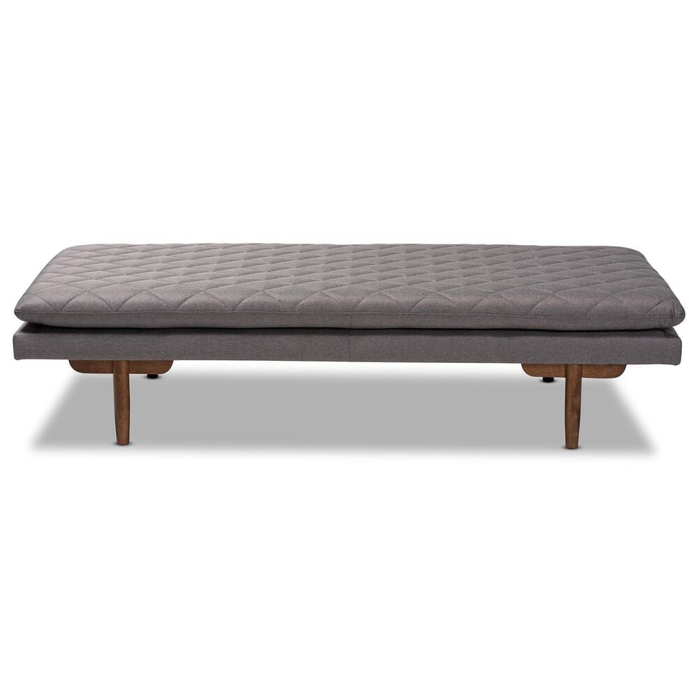 Baxton Studio Marit Twin Daybed with Grey Upholstered in Walnut, , large
