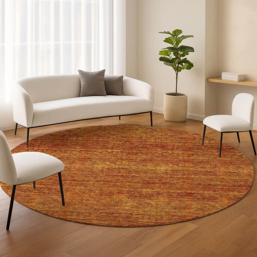 Dalyn Rug Company Soft Essentials Solid Terracotta 8' Round Indoor/Outdoor Area Rug, , large