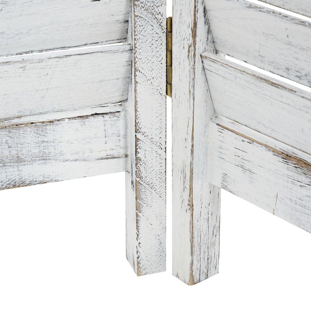 Maple and Jade 3-Panel Shutter Top Partition Room Divider Screen in Washed White and Gray, , large