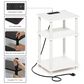 HOMLUX 3-Tier Turn-N-Tube End Table with Charging Station in White, , large