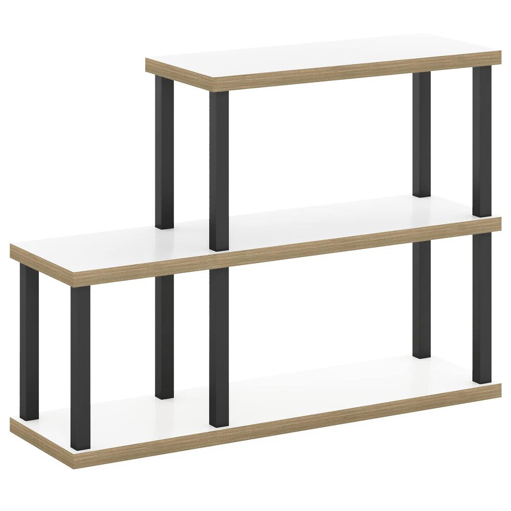 HOMLUX 3-Tier Ladder Display Bookshelf in White and Black, , large