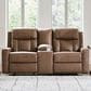 Ashley Mackmenville Manual Double Reclining Loveseat with Console in Caramel, , large