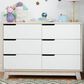 Babyletto Hudson 6 Drawer Double Dresser in Washed Natural and White, , large