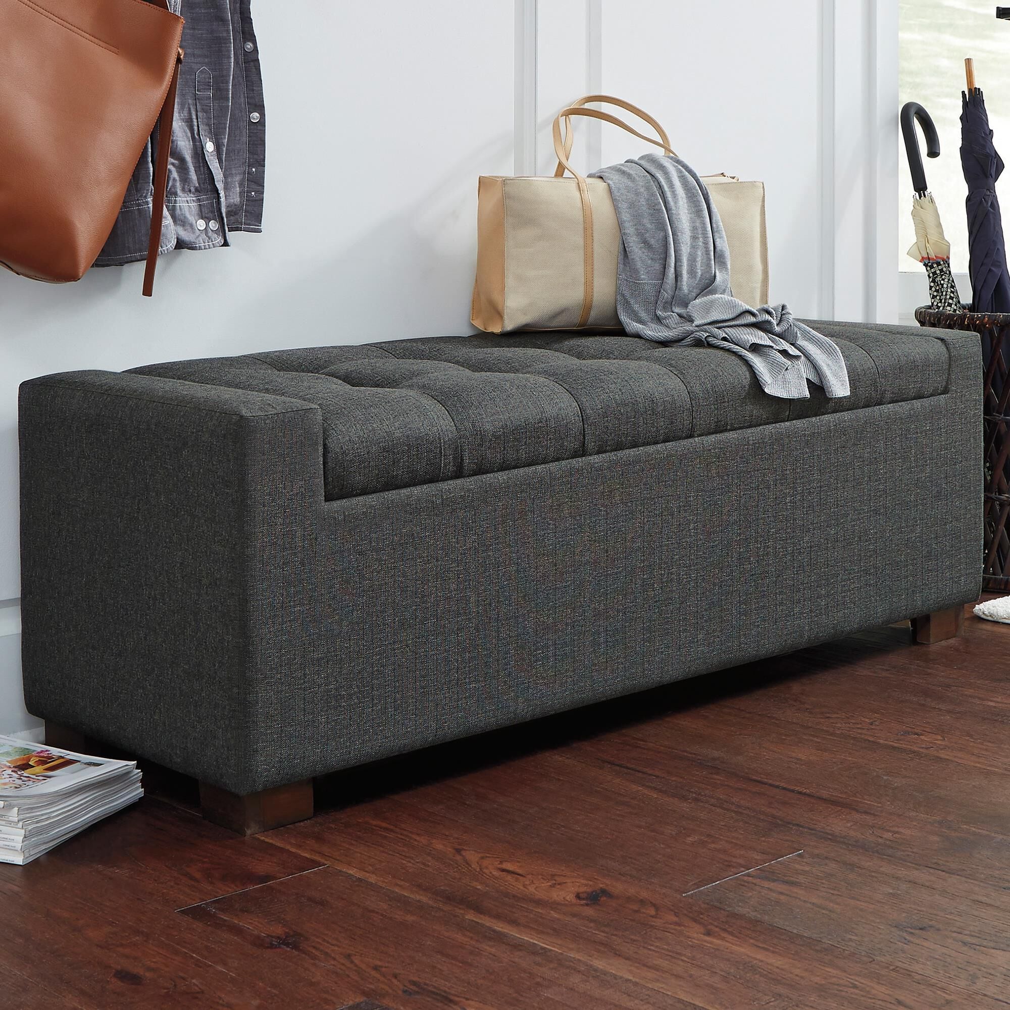 Grey storage on sale bench with arms
