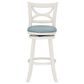 Linon Home Decor Sawyer Swivel Bar Stool with Sky Blue Cushion in Cream, , large