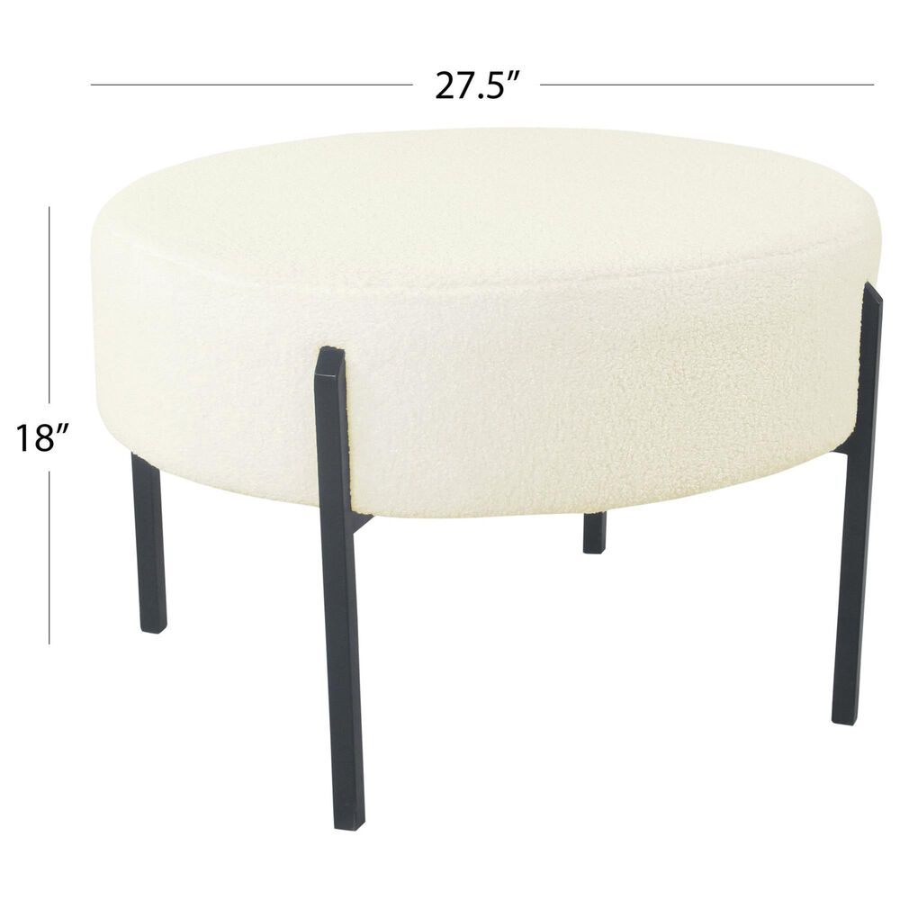 Kinfine HomePop Sherpa Ottoman in Cream, , large