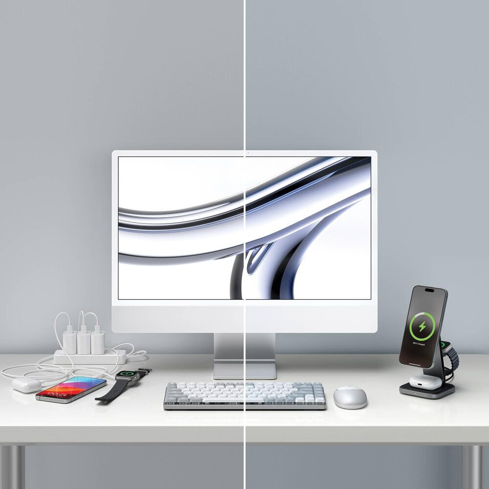 Satechi 3-in-1 Foldable Qi2 Wireless Charging Stand in Space Gray, , large