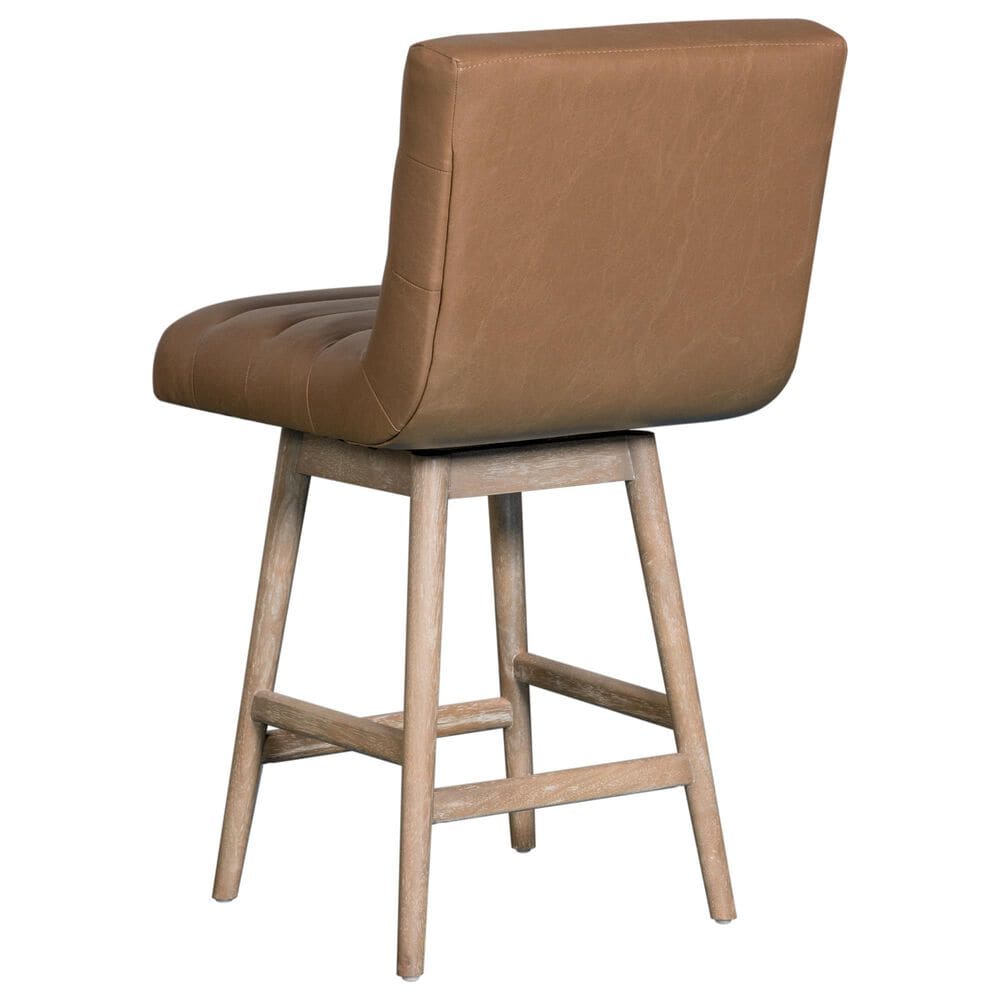 Armen Living Elias 26" Swivel Counter Height Stool in Washed Wood, , large