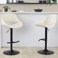 LumiSource Fabrico Swivel Adjustable Bar Stool with Cream Faux Leather Upholstery and Rounded T Footrest in Black (Set of 2), , large