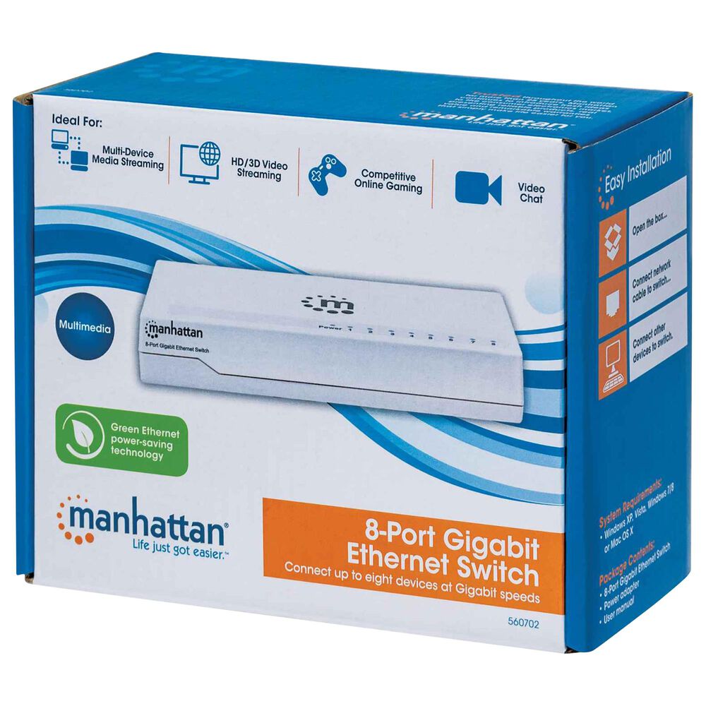 Manhattan 8-Port Desktop Gigabit Ethernet Switch in White, , large
