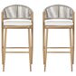 Hearth and Haven 30" Outdoor Barstool with Maple Frame in Beige (Set of 2), , large