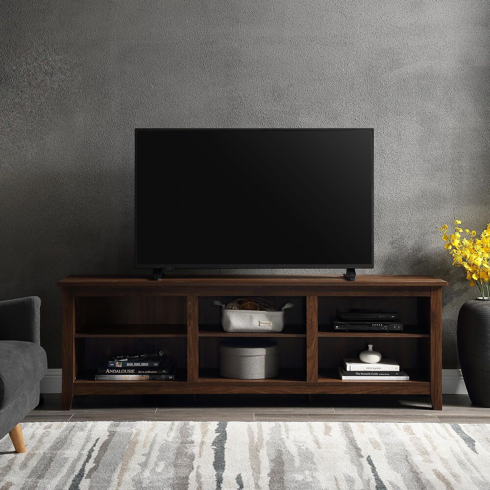 Walker Edison Essential 70&quot; TV Stand in Dark Walnut, , large