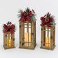 The Gerson Company 3-Piece Holiday Lantern Set with LED Candle and Floral Accent in Brown, , large