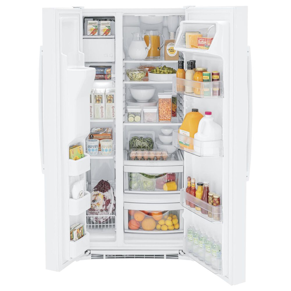 GE Appliances 23 Cu. Ft. Side by Side Refrigerator with External Dispenser in White, , large