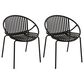 Hearth and Haven Patio Stackable Dining Chair with Breathable Design in Black (Set of 2), , large