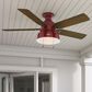 Hunter Mill Valley Low Profile 52" Outdoor Ceiling Fan with Light in Barn Red, , large