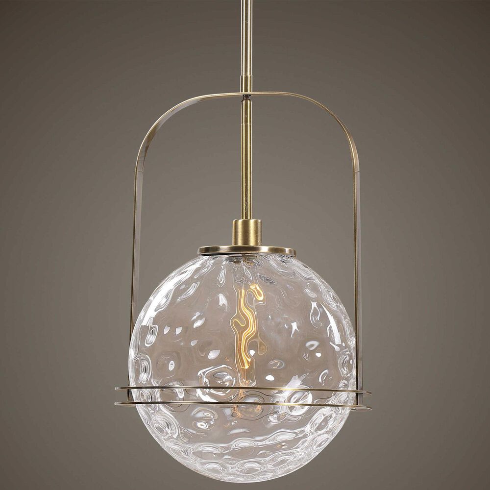 Uttermost Mimas 1-Light Pendant in Antique Brass, , large