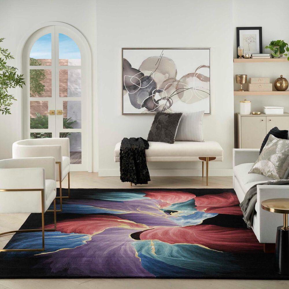 Nourison Prismatic 3&#39;9&quot; x 5&#39;9&quot; Black, Purple, Blue and Red Area Rug, , large